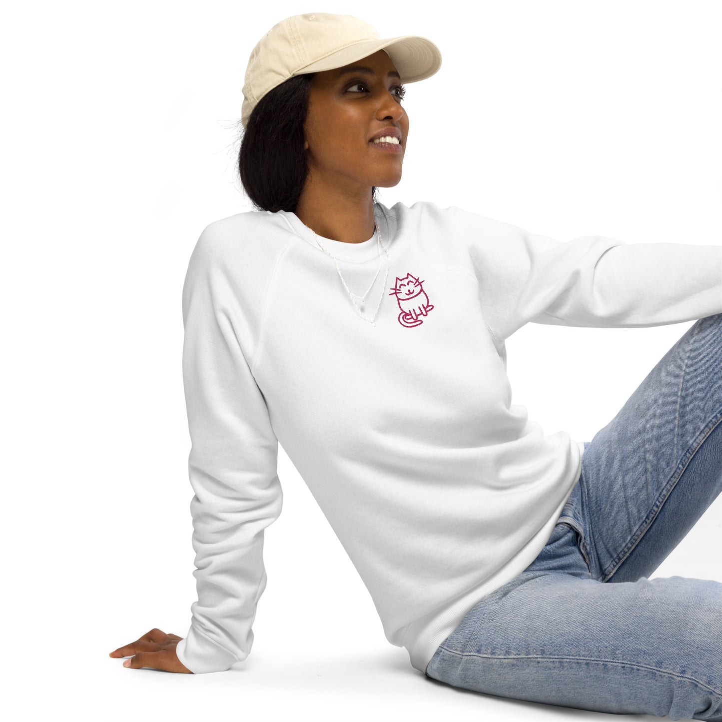 Unisex organic raglan sweatshirt(Embroidered)